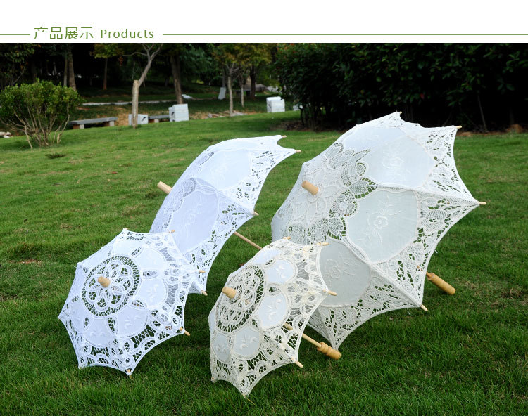 Wedding products are selling well. Wedding supplies: decorative umbrellas, court wedding lace umbrellas, bride lace umbrellas, white bridesmaids, flower girls, and wooden handle umbrellas detail image 10