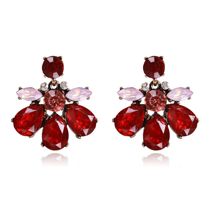 1 Pair Simple Style Flower Plastic Rhinestone Women's Drop Earrings display picture 2