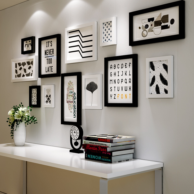 厂家直销批发北欧式实木相框创意照片墙相框墙组合悬挂挂墙画框|ms