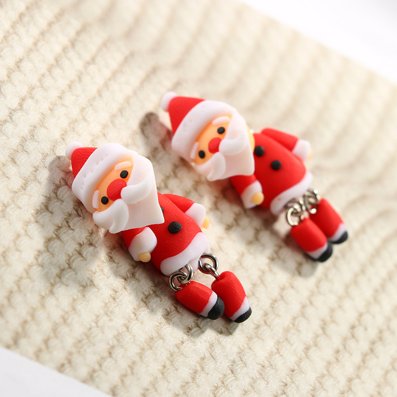 New Cartoon Three-dimensional Santa Claus Soft Clay Earrings display picture 8