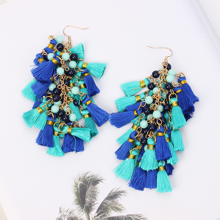 Fashion Exaggerated Multi-layer Tassel Earrings Wholesale display picture 2