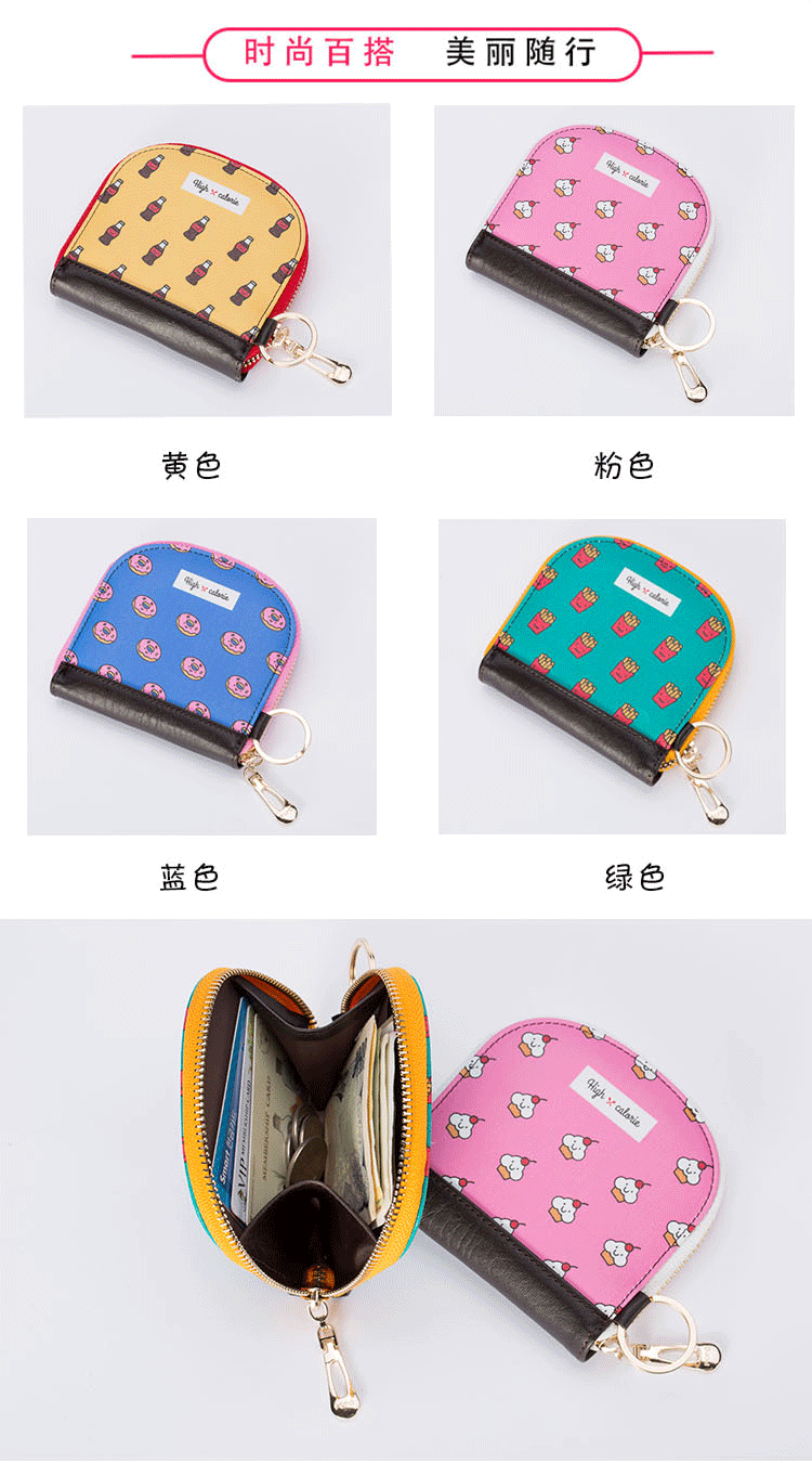 New printed zipper leather girls small wallet portable cartoon cute student card holder coin pursepicture3