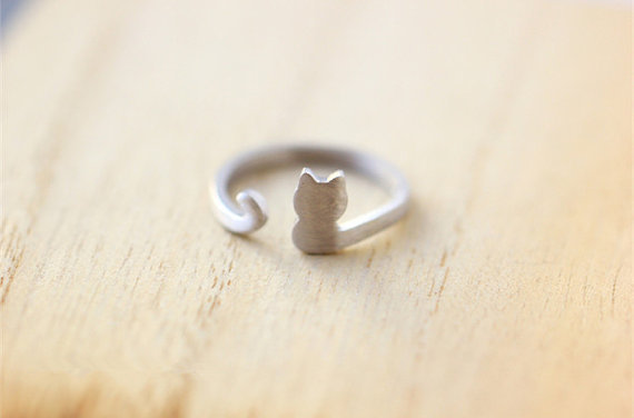 Hot Animal Cat Ring Alloy Electroplated Gold Silver Rose Color Protection Kitten Ring Wholesale display picture 12