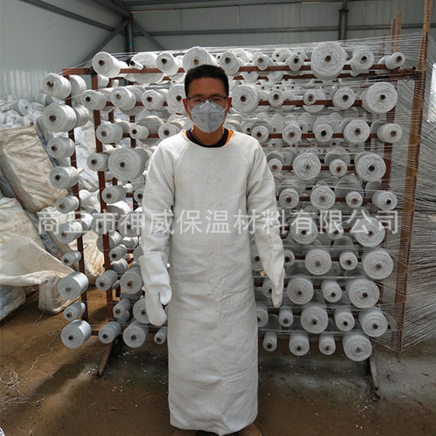 工厂批发耐高温石棉围裙石棉反穿衣 隔热石棉倒褂衣 石棉连体服