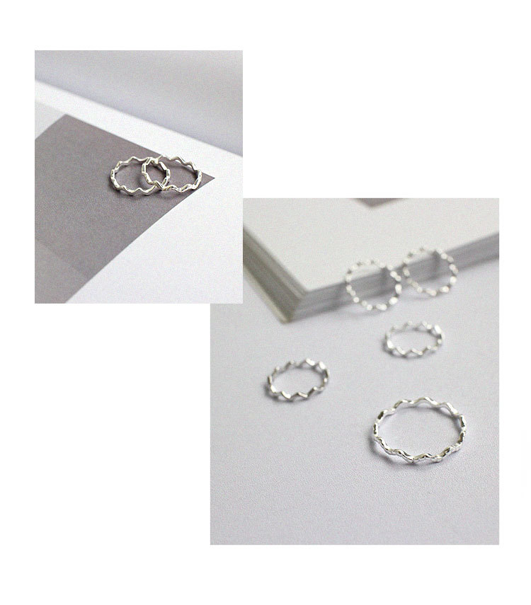 169 Korean Style S925 Sterling Silver Ring Ins Simple Thin Line Curve Wave All-Match Glossy Ring for