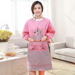 All-in-one long-sleeved waterproof kitchen reverse-wear blouse for adults cute cartoon flower apron with sleeves factory wholesale