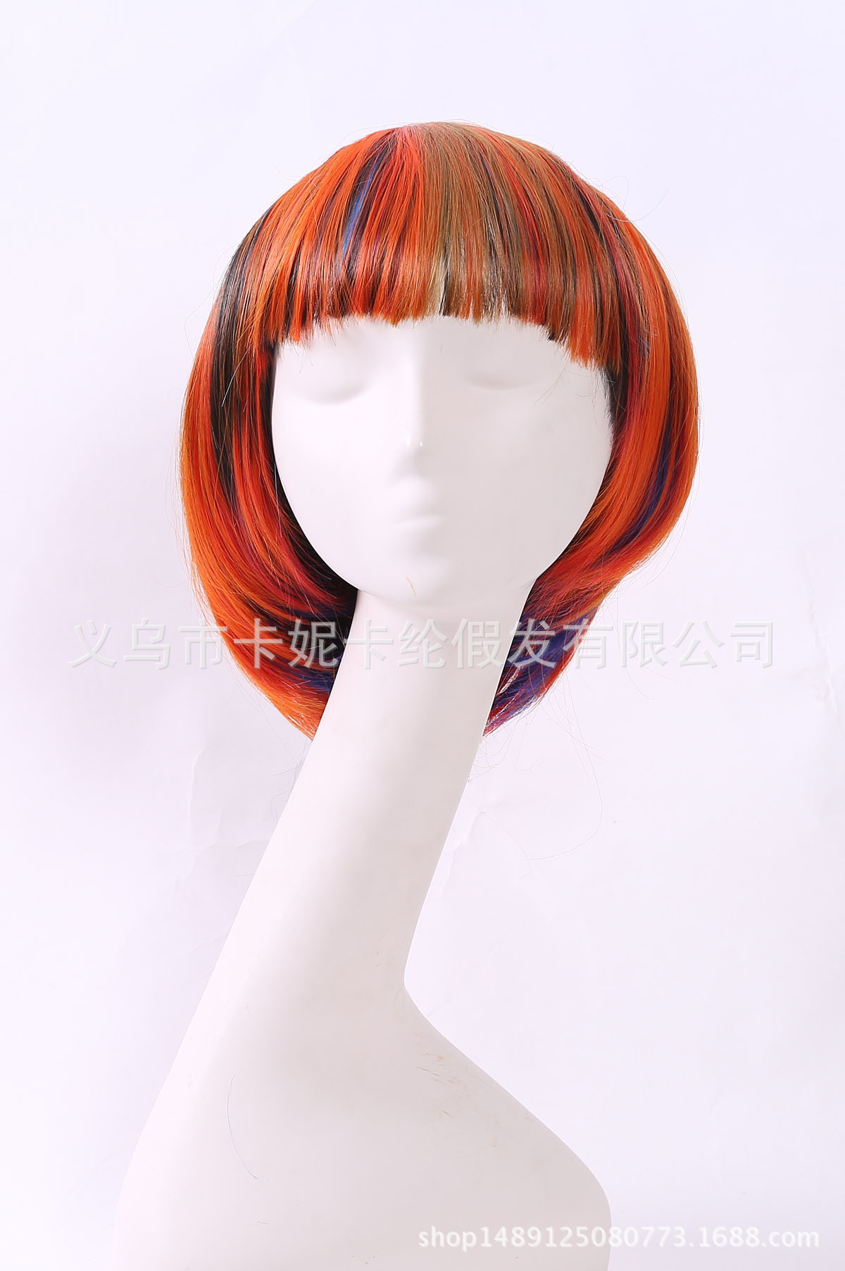 Cabello estudiantil BOBO nuevo estilo de moda naranja fiesta de fiesta para mujeres pelucas cortas