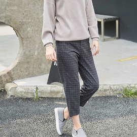 休闲裤女2021秋冬新款纳纹韩版品牌女装条纹宽松休闲裤子特价批发