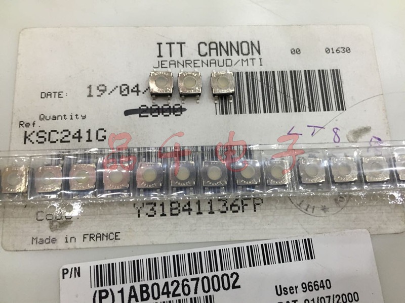 KSC241G 进口法国ITT 6.2*6.2*3.5mm 防水防尘 贴片 轻触 硅胶头