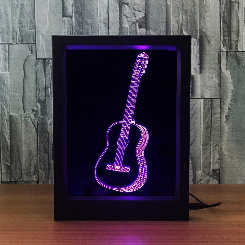 创意 3D相框灯 吉他 萨克斯 闹钟 相机 单车