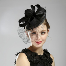 歐美禮帽 手工黑色羽毛帶面紗禮帽 晚宴禮服配飾 新娘頭飾