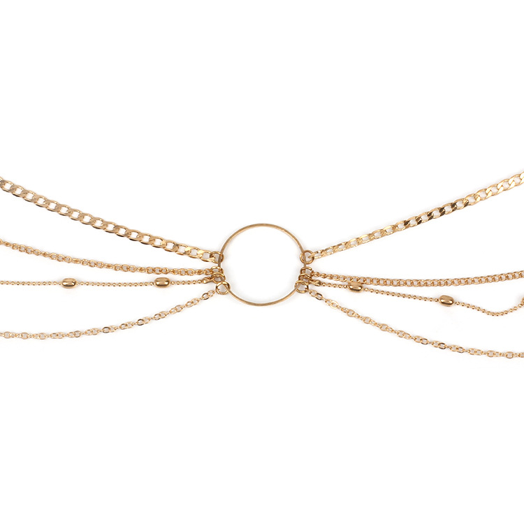 26g Weight Waist Chain Classification Women'S Gender Basic Style Gold Color  Fashion Trouser Chain Hand-woven Geometric Circle Metal Multi-layer Chain Waist Chain 2