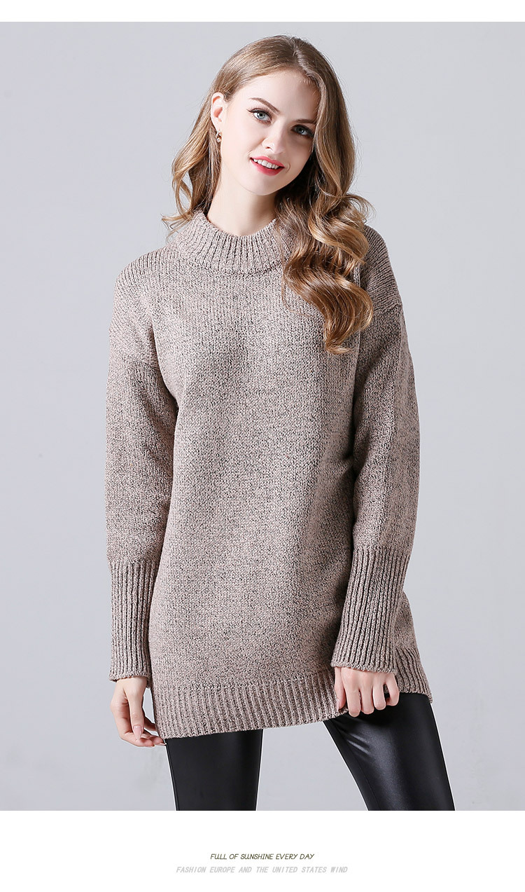 all-match mid-length round neck slim long-sleeved women s knitted sweater  NSJR17292