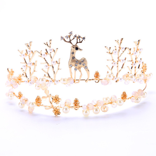 Hairpin hair clip hair accessories for women headdress welding deer crown Gold Animal crown wedding dress accessories crown hair accessories