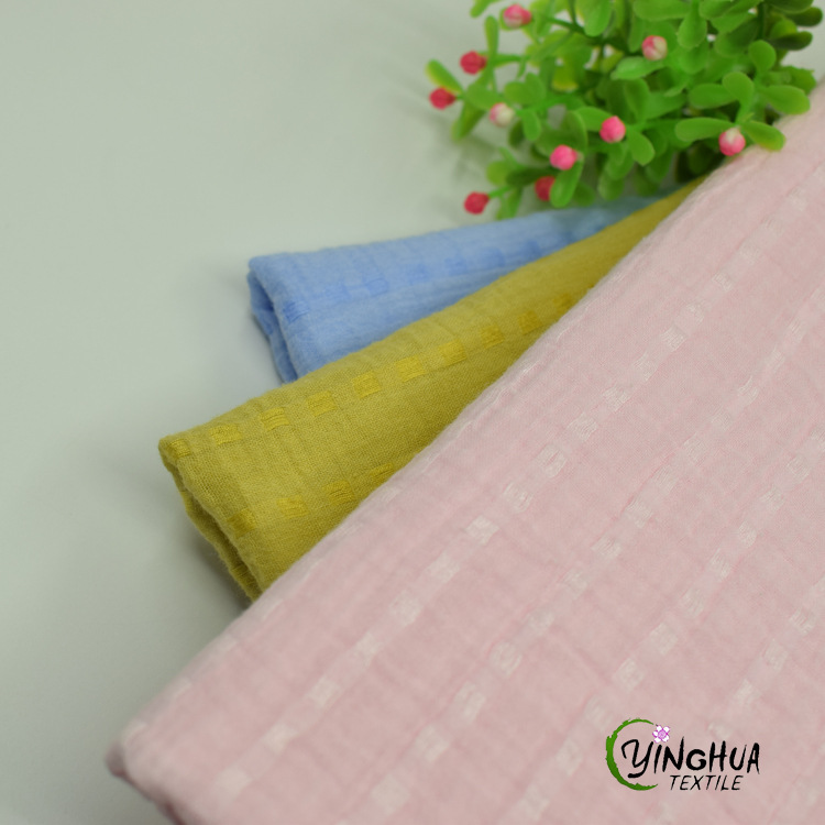 现货 条子格子提花面料 春夏新款小清新童装衬衫T恤布料