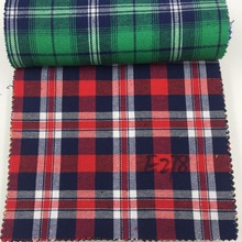 涤棉16S色织斜纹磨毛格子布 涤棉布磨毛布料 高档法兰绒格子布