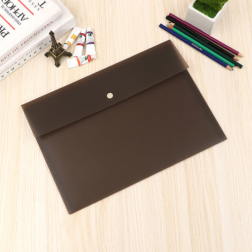 Black matte snap file bag A4 business meeting briefcase plastic file bag office information bag
