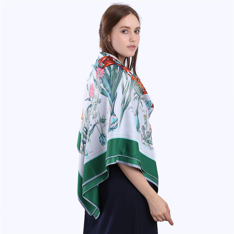 New Style 130cm Large Square Scarf Floral Hyacinth Scarf Shawl display picture 4