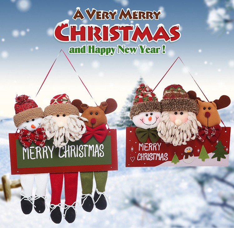 Handcrafted Wooden Christmas Ornaments – Santa, Snowman & Reindeer Trio Hanging Decor For Doors, Windows & Festive Displays​_voghion.com