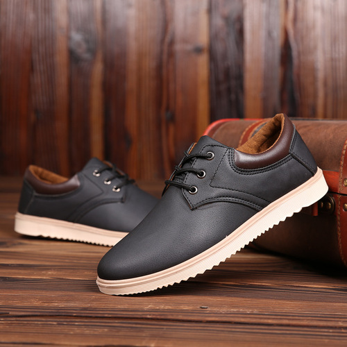 Work waterproof non-slip large leather shoes men's work shoes casual shoes Korean style men's shoes spring trendy shoes drop shipping