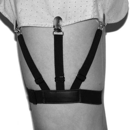 Unisex formal white collar suit shirt top anti-wrinkle anti-slip shirt clip punk thigh ring clip garter belt