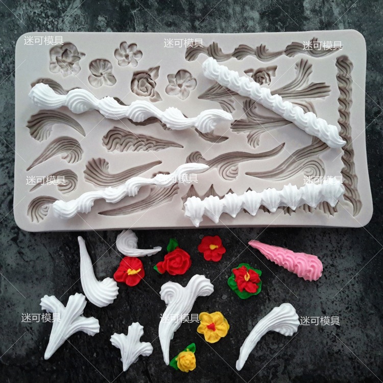 Fondant cake molde de silicona borde de la cáscara del molde de la torta Europea guinda del borde decoración molde de chocolate