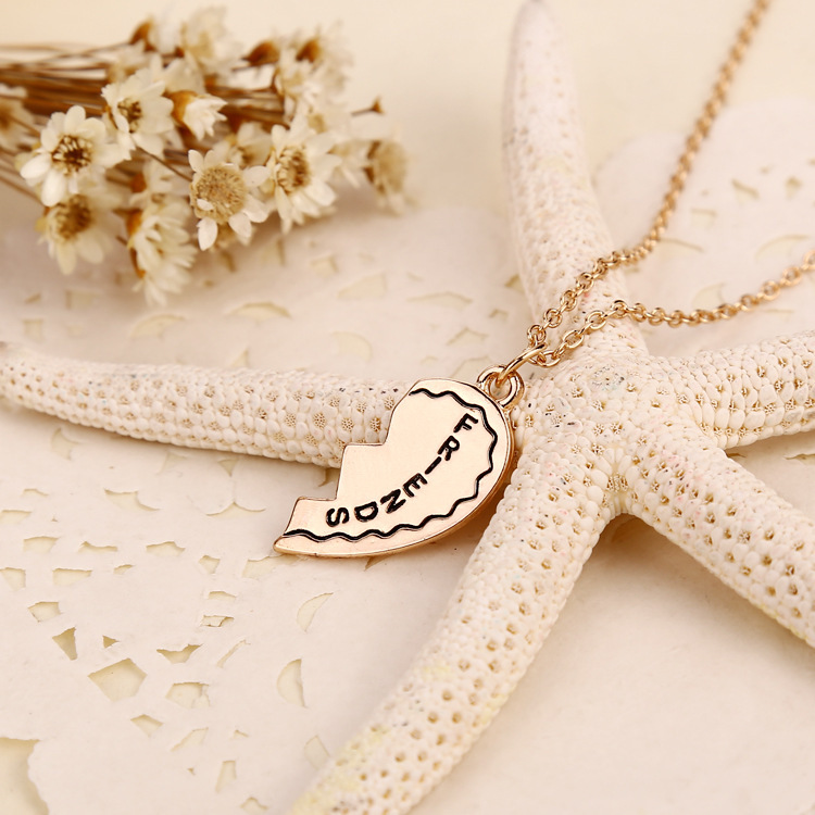 Fashion new best friends birthday gift witness friendship chain alloy necklace set