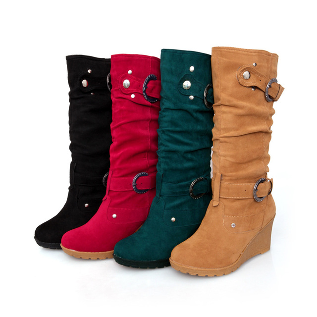 Women’s boots with high heels round head large size new women’s boots in autumn and winter