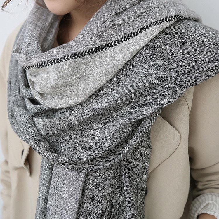 2018春夏韩国拼色棉麻围巾女韩版复古文艺大披肩丝巾潮情侣围巾|ms