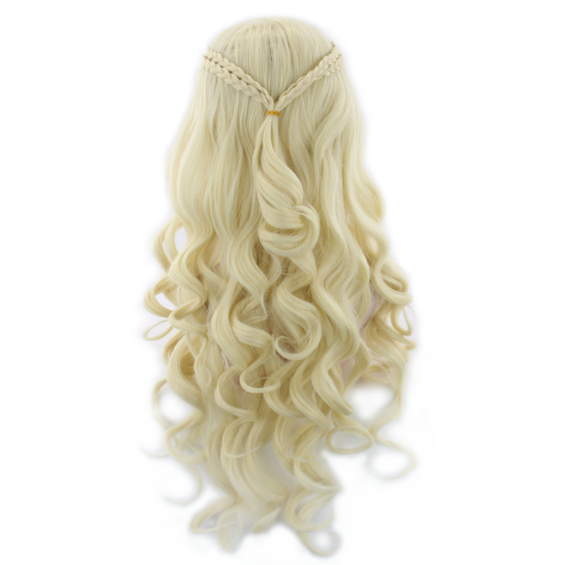 perruque synthétique The Game Song of Ice Fire Denise 70cm Tissage Argent Cheveux Longs Bouclés et Perruque Dorée Fille_voghion.com