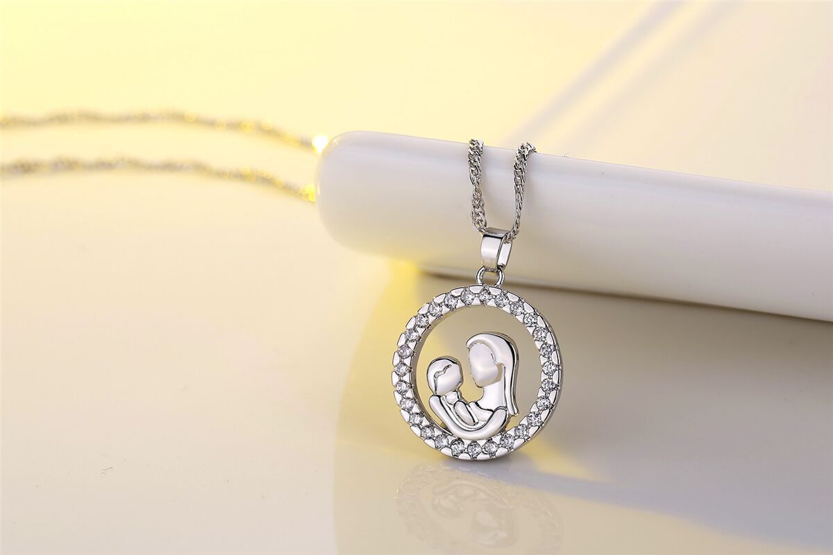 Mother&#39;s Day Necklace Wholesale Zircon Sterling Silver Round Diamond Necklace Yiwu Nihaojewelry Wholesale display picture 4