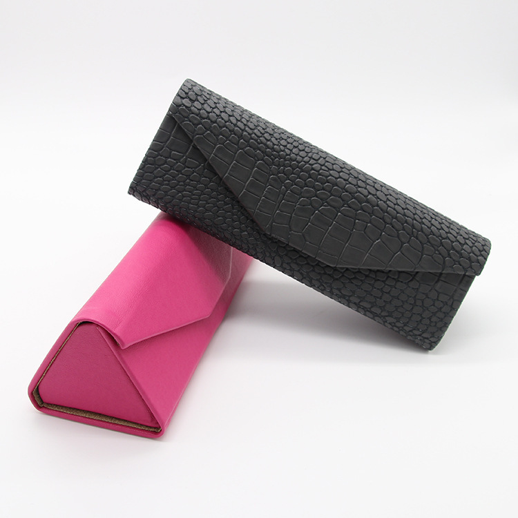 XHSG-017 Crocodile Leather Folding Glasses Case Glasses Box Handmade Leather Box Frame Optical Mirror Box