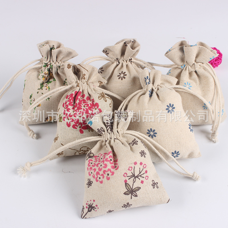 7*11批发创意金银首饰玉器包装礼品盒 拉绳棉布袋 束口袋 麻布