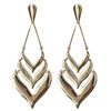 Metal matte fashionable square golden earrings, European style