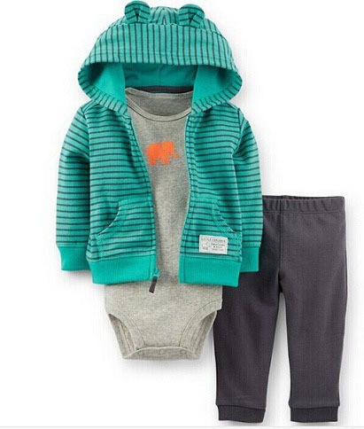 Baby-langarm-kapuzenpullover Und Strampler-dreier-set display picture 2