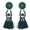Retro earrings, black crystal, boho style, wholesale