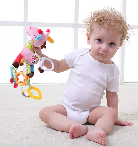 JJOVCE baby educational soothing doll multifunctional animal bed bell bed hanging stroller pendant baby cloth toy doll