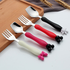 不锈钢卡通勺子儿童叉勺可爱插柄西餐具幼儿园小朋友母婴店礼品