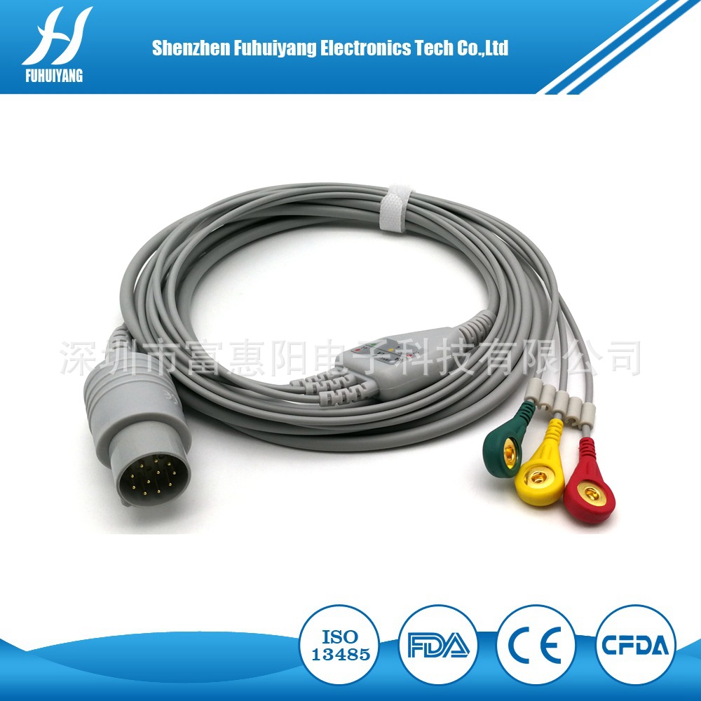 兼容日本光电11针3导一体式心电导联线  监护仪心电导联线