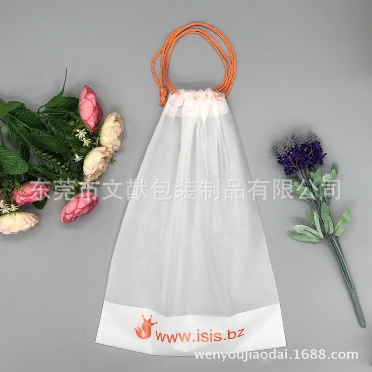 旅行鞋袋加厚PE透明束口鞋子收纳袋可折叠抽绳防尘防水鞋包批发