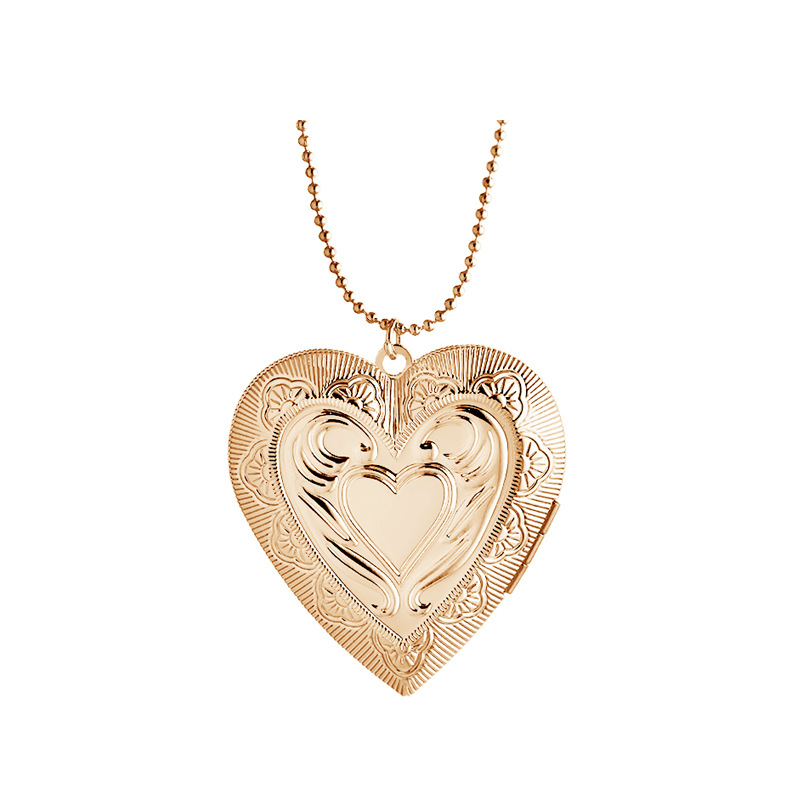Unisex Gender Copper Rose Gold Plated White Gold Plated Plating Heart Shape Locket Necklace