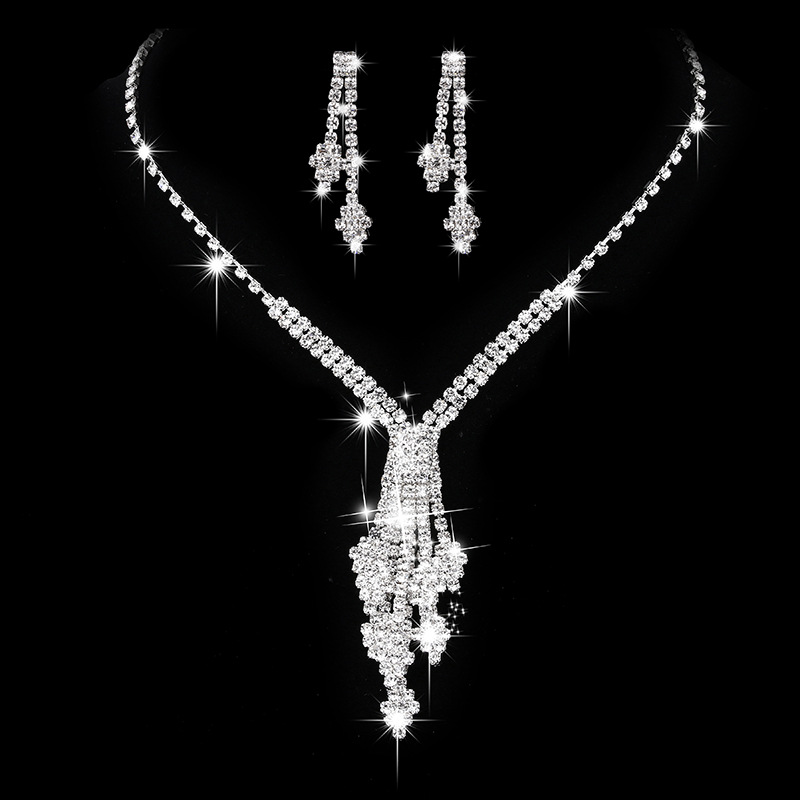 Moda Borla Cobre Enchapado Embutido Diamante De Imitación Aretes Collar display picture 1