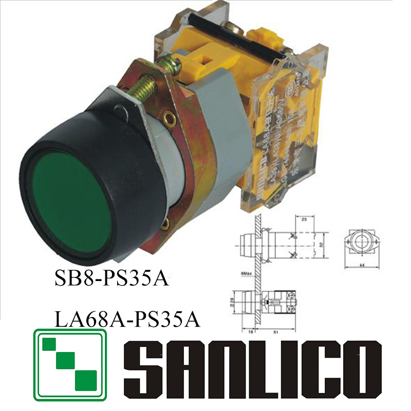 电源启动停止平头点动自锁LA68A SB8 LA39 LAY39-PS35按钮开关