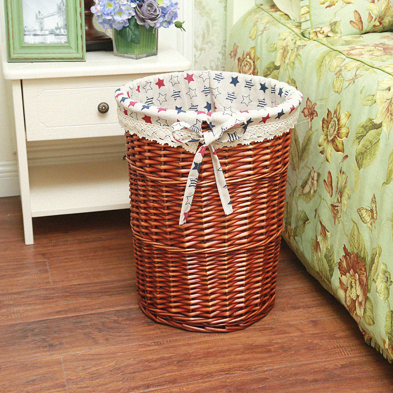 Cesta de almacenamiento redonda de ratán cesta de lavandería doméstica cesta de lavandería cesta de almacenamiento de juguete tejida con tapa cesta de almacenamiento de ropa