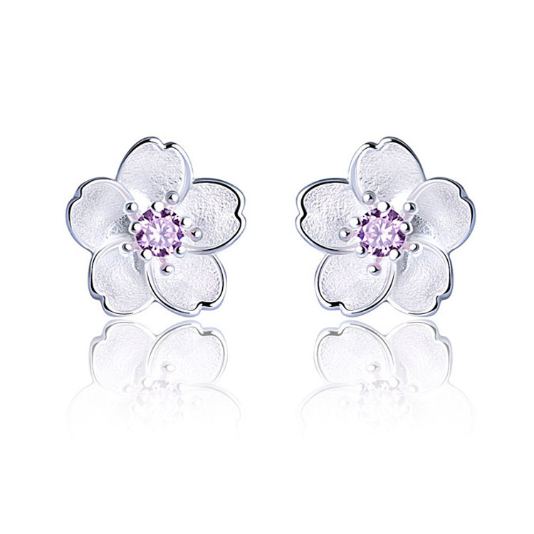 S925 Sterling Silver Earrings Cherry Blossom Earrings display picture 8