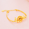 Golden brass bracelet, flowered, 24 carat