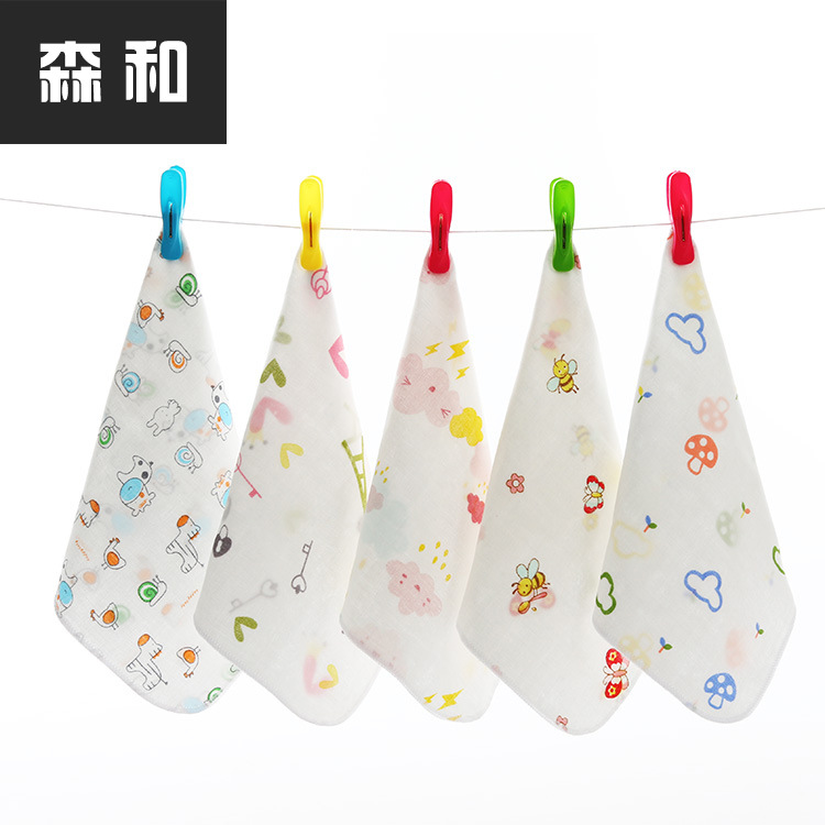 four layers Gauze printing Kerchief baby kindergarten towel Handkerchief Saliva towel Manufactor wholesale