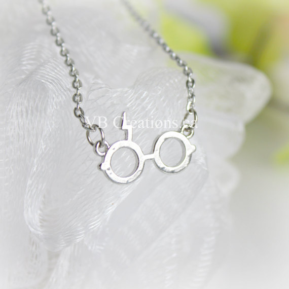 Harry Potter Glasses Necklace Deathly Hallows Pendant Necklace Gold Plated Silver Lightning Z Neckla