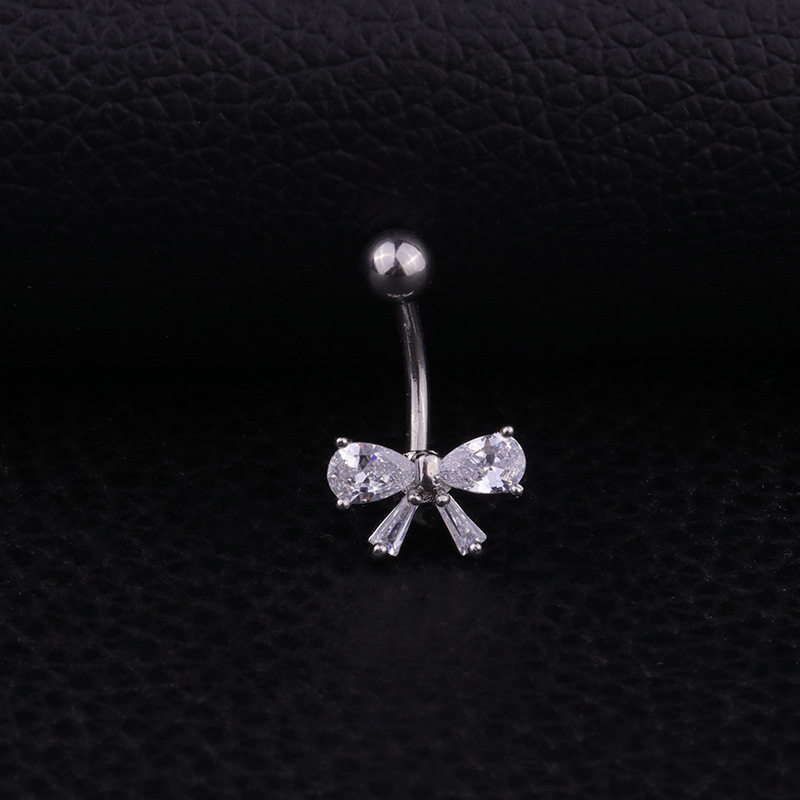 Fashion Bow Knot Stainless Steel Inlaid Zircon Belly Ring display picture 4