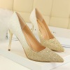 European and American style women’s shoes high heel shallow mouth pointed sexy thin nightclub color gradient Sequin sing